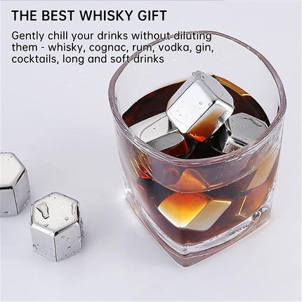 Stainless Steel Ice Cubes with Tongs Reusable for Wine Drinks Keep Cold