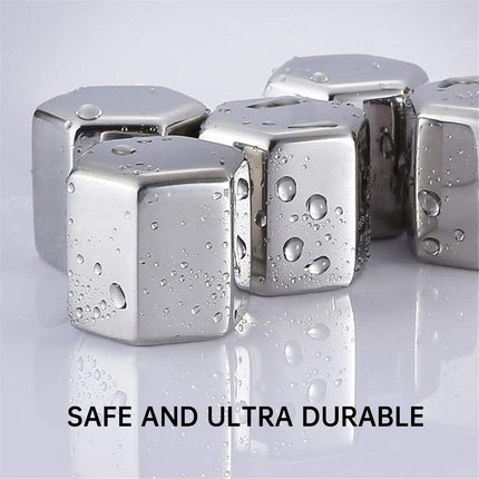 Stainless Steel Ice Cubes with Tongs Reusable for Wine Drinks Keep Cold
