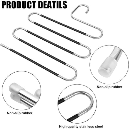 Clothes Hanger 4pcs S Shape Non Slip Multi Layer Trousers Rack Closet Organiser