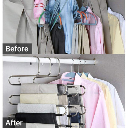 Clothes Hanger 4pcs S Shape Non Slip Multi Layer Trousers Rack Closet Organiser