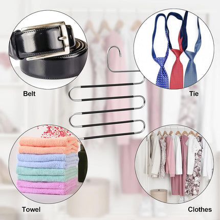 Clothes Hanger 4pcs S Shape Non Slip Multi Layer Trousers Rack Closet Organiser