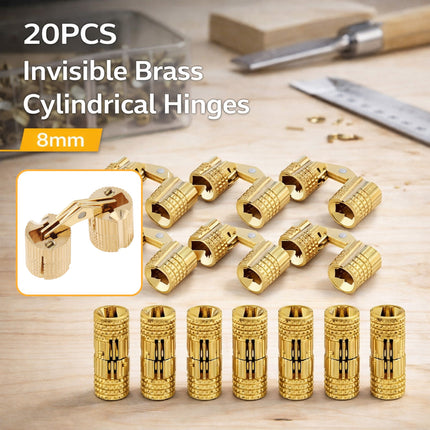 20Pcs Invisible Brass Cylindrical Hinge Concealed Cabinet Door Jewelry Box Use