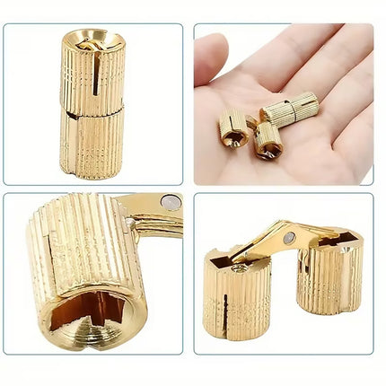 20Pcs Invisible Brass Cylindrical Hinge Concealed Cabinet Door Jewelry Box Use