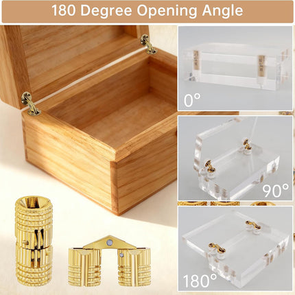 20Pcs Invisible Brass Cylindrical Hinge Concealed Cabinet Door Jewelry Box Use