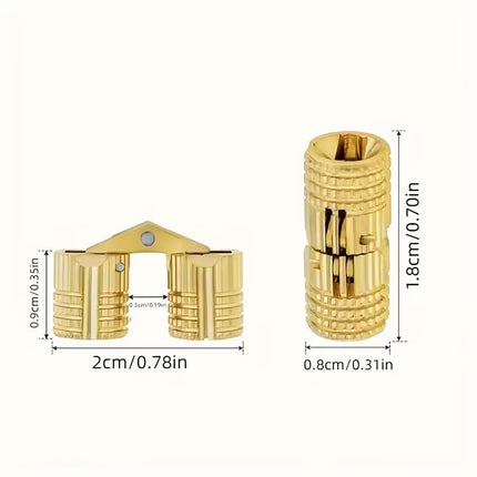 20Pcs Invisible Brass Cylindrical Hinge Concealed Cabinet Door Jewelry Box Use