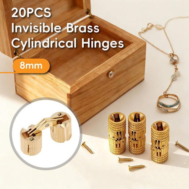 20Pcs Invisible Brass Cylindrical Hinge Concealed Cabinet Door Jewelry Box Use