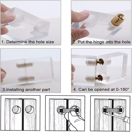 20Pcs Invisible Brass Cylindrical Hinge Concealed Cabinet Door Jewelry Box Use