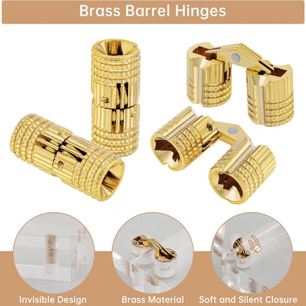 20Pcs Invisible Brass Cylindrical Hinge Concealed Cabinet Door Jewelry Box Use