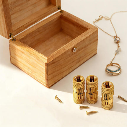20Pcs Invisible Brass Cylindrical Hinge Concealed Cabinet Door Jewelry Box Use