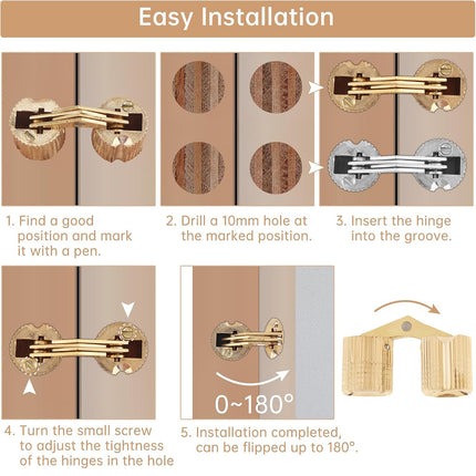 20Pcs Invisible Brass Cylindrical Hinge Concealed Cabinet Door Jewelry Box Use