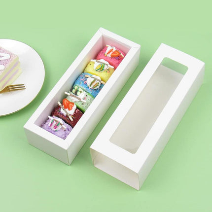 50pcs Macaron Boxes Open Window Pastry Drawer Packaging for Bakery Desserts