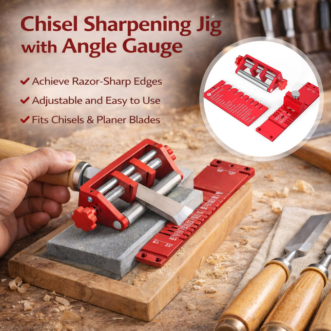 Chisel Sharpening Jig With Angle Gauge Woodworking Knife Tool Grinding Setup