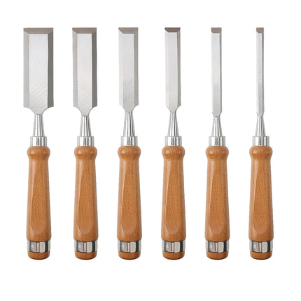 Wood Chisel Set 6 Piece Carving Tools Kit with Wood Box 6mm to 38mm Set