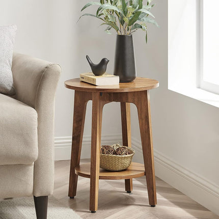 Wood Double-Layer Small Round Table Sturdy Stable for Home Living Room Decor