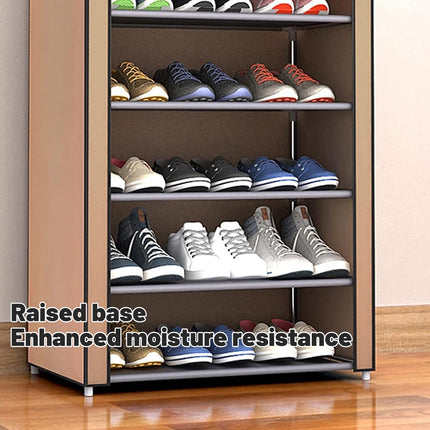 10 Tier Shoe Rack Stainless Steel Frame Non Woven Fabric for Shoe Storage Use