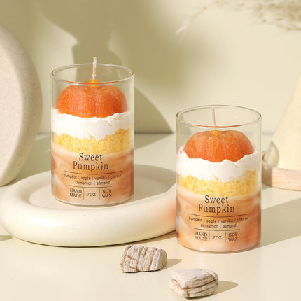 Scented Candle Cup Pumpkin Aroma Gift Jar 120g Orange Home Decoration Candle