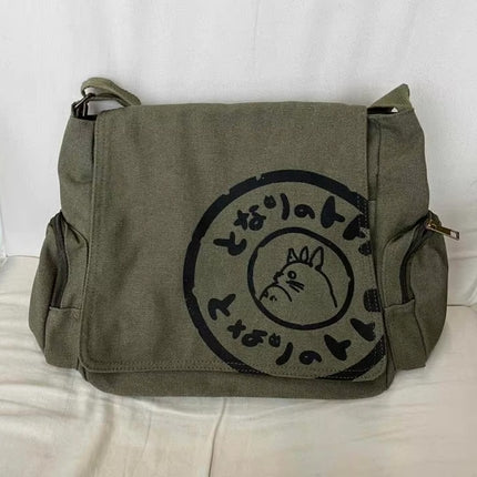 Canvas Shoulder Messenger Bag Large Capacity Travel Laptop Crossbody Bag