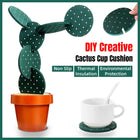 Cactus Design Heat Insulation Non Slip Coasters Set for Home Desktop Decor