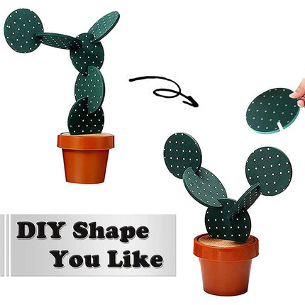 Cactus Design Heat Insulation Non Slip Coasters Set for Home Desktop Decor