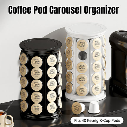 Coffee Pod Carousel Organizer 40 Capacity Space Saving for Home Coffee Bar Use