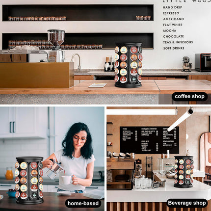 Coffee Pod Carousel Organizer 40 Capacity Space Saving for Home Coffee Bar Use
