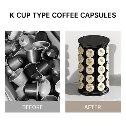 Coffee Pod Carousel Organizer 40 Capacity Space Saving for Home Coffee Bar Use