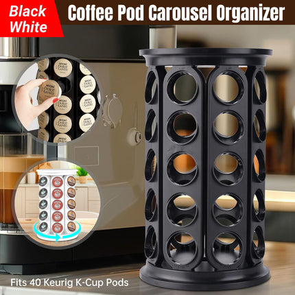 Coffee Pod Carousel Organizer 40 Capacity Space Saving for Home Coffee Bar Use