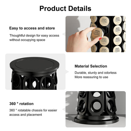Coffee Pod Carousel Organizer 40 Capacity Space Saving for Home Coffee Bar Use
