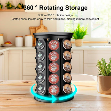 Coffee Pod Carousel Organizer 40 Capacity Space Saving for Home Coffee Bar Use