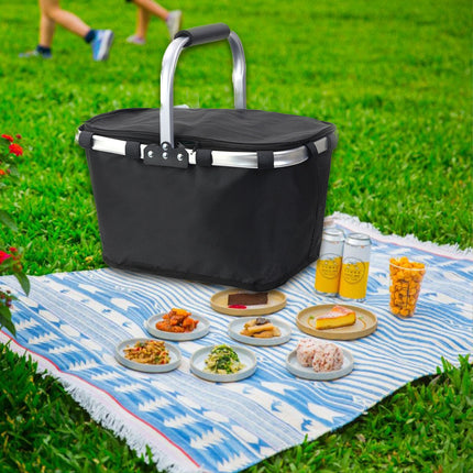 Foldable Insulated Picnic Basket Outdoor Portable Hamper for Camping Travel