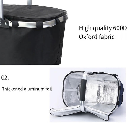 Foldable Insulated Picnic Basket Outdoor Portable Hamper for Camping Travel