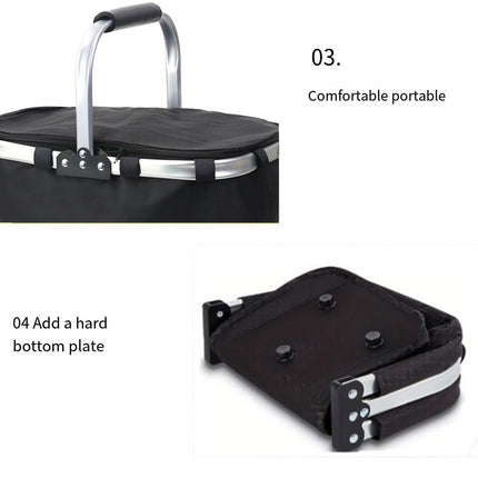 Foldable Insulated Picnic Basket Outdoor Portable Hamper for Camping Travel