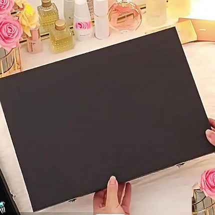 Black Jewellery Box with Lid Dustproof Necklace Ring Earring Storage Display Box