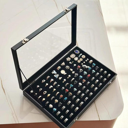 Black Jewellery Box with Lid Dustproof Necklace Ring Earring Storage Display Box