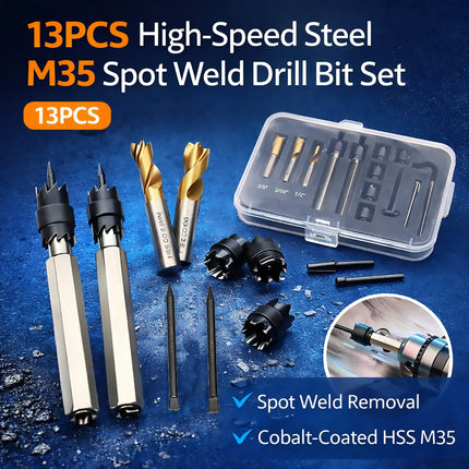 13Pcs Welding Spot Remover Drill Bit Set For Car Body Weld Cleaner Grinder Tool