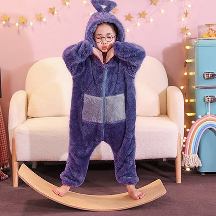 Family Matching Cartoon Onesie Pyjamas Plush Hooded Winter Sleepwear Set