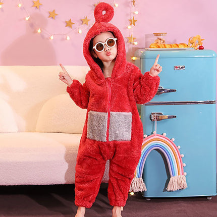 Family Matching Cartoon Onesie Pyjamas Plush Hooded Winter Sleepwear Set
