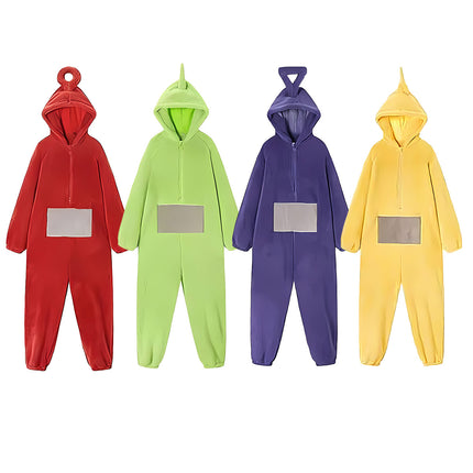 Family Matching Cartoon Onesie Pyjamas Plush Hooded Winter Sleepwear Set