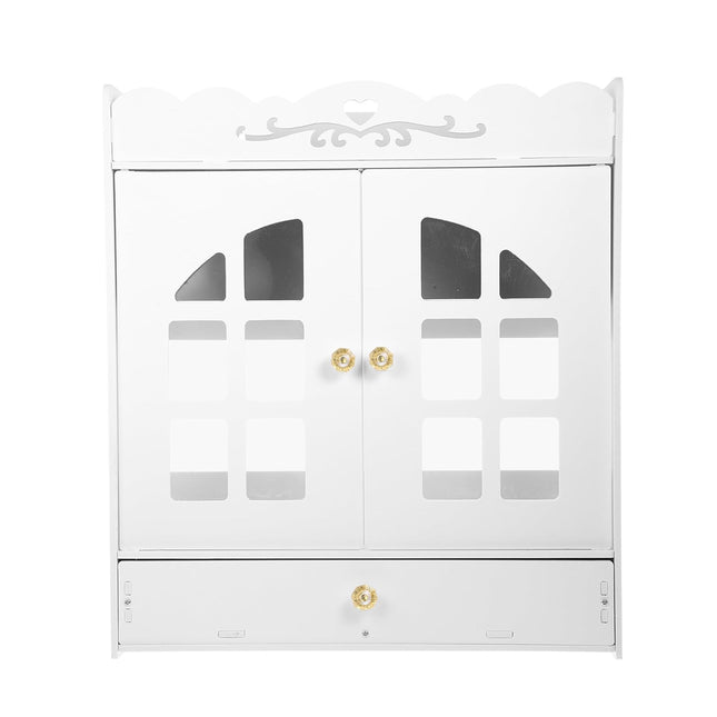 Bathroom Wall-Mounted Storage Cabinet with No-Drill Transparent Doors