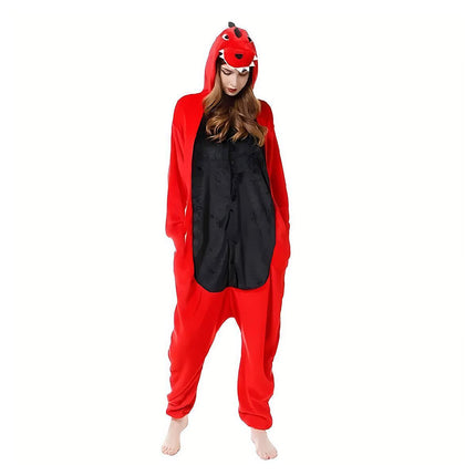 Dinosaur Cartoon Flannel Pajamas One Piece Fall Winter Homewear Sleepwear