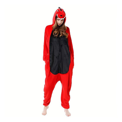 Dinosaur Cartoon Flannel Pajamas One Piece Fall Winter Homewear Sleepwear