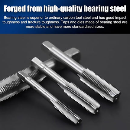 40PCS Metric Tap and Die Set M3-M12 Carbon Steel Tool Kit for Auto Repair Use