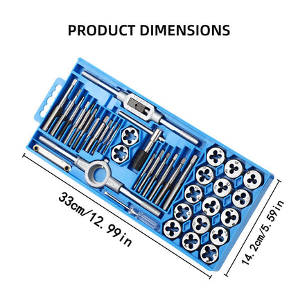 40PCS Metric Tap and Die Set M3-M12 Carbon Steel Tool Kit for Auto Repair Use