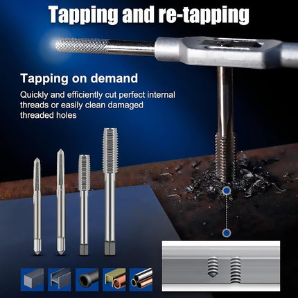 40PCS Metric Tap and Die Set M3-M12 Carbon Steel Tool Kit for Auto Repair Use