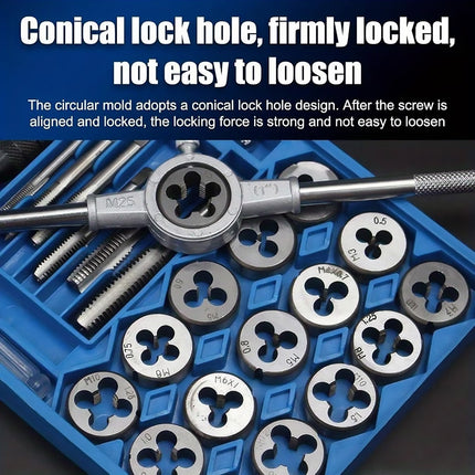 40PCS Metric Tap and Die Set M3-M12 Carbon Steel Tool Kit for Auto Repair Use