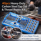 40PCS Metric Tap and Die Set M3-M12 Carbon Steel Tool Kit for Auto Repair Use