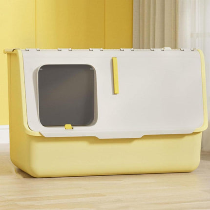 Large Fully Enclosed Cat Litter Box with Lid Odor Control Litter Pan for Cats