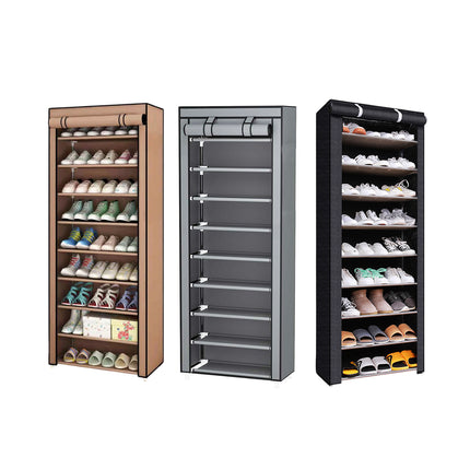 10 Tier Shoe Rack Stainless Steel Frame Non Woven Fabric for Shoe Storage Use