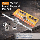 8Pcs Metric Manual Tap and Die Set Threading Tools Metalwork DIY Engineering