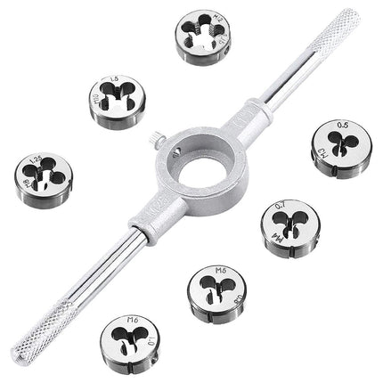 8Pcs Metric Manual Tap and Die Set Threading Tools Metalwork DIY Engineering